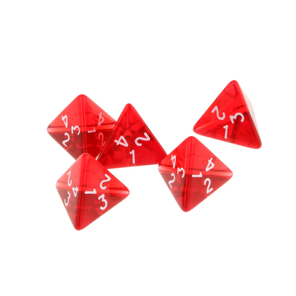 20Pcs Red Gem Polyhedral Dices Set D4 Die Four-sided Dice Multi-sided Dices for RPG TRPG Role Playing Table Board Games