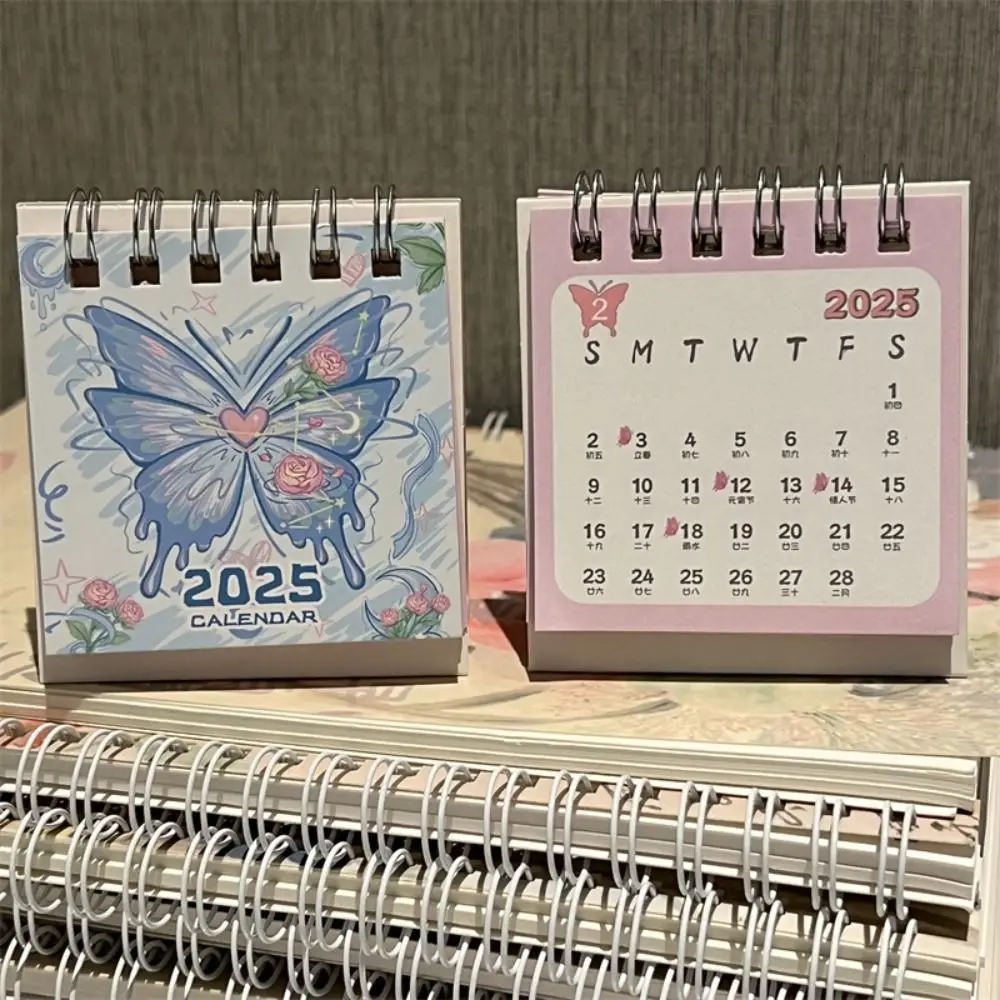Cute Butterfly 2025 Calendar Standing Flip Mini Monthly Calendar Itinerary Note Home