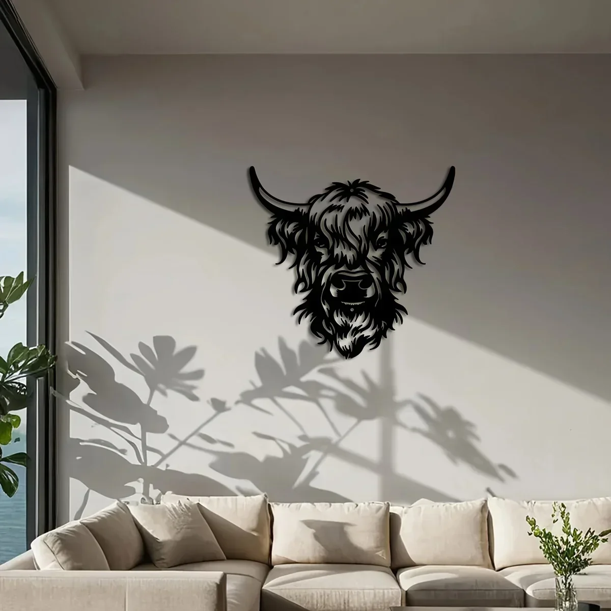 Elegant Black Wrought Iron Wall Art Featuring a Bull Head, Rustic Farmhouse Decor, Suitable for Both Indoor and Outdoor Use, the Perfect Housewarming Gift