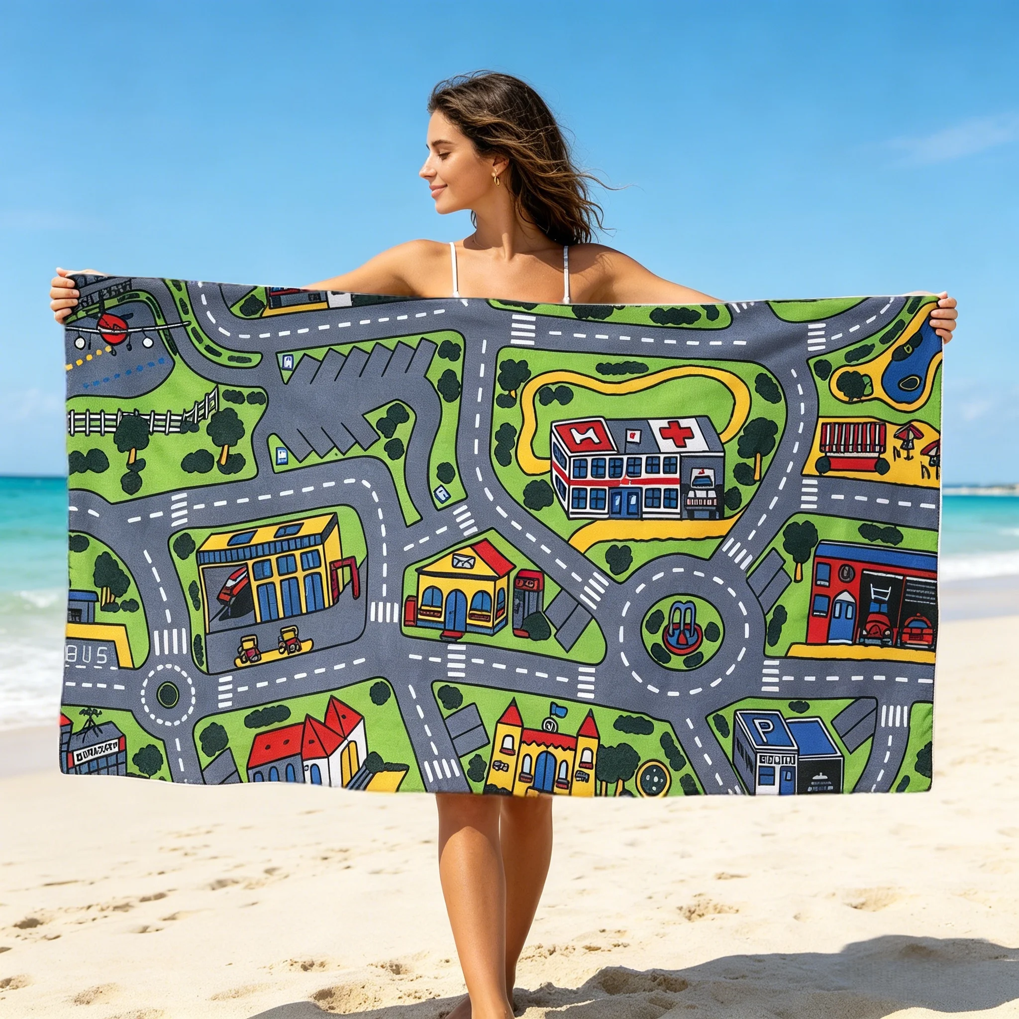 90s Retro Beach Towel Soft Lightweight for Swimming Surfing Diving Camping Beach Vacation Travel Essential Multi Size