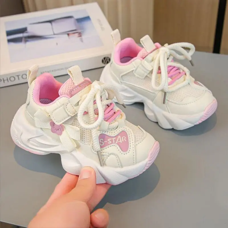 Girls' sports shoes 2024 spring new Rhinestone children's soft soled casual running shoes wholesale distribution 4-15 Years Old