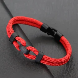 Novel Mens Lucky Red Rope Bracelet Stylish Knot Bilayer Wrap Braclet For Hombre Grade A Milan Thread Macrame Braslet Pulseria