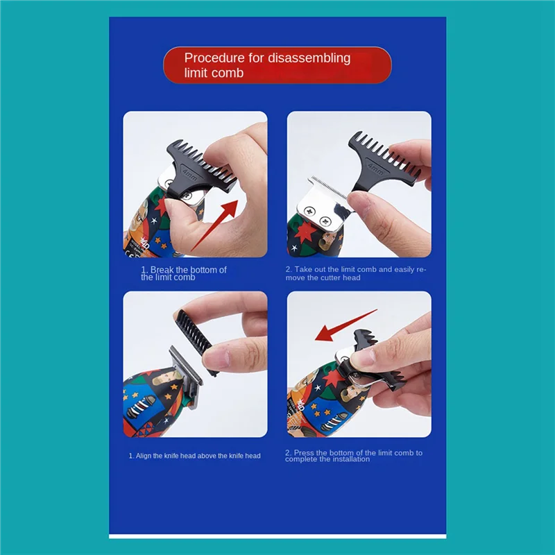 FZFZ 4X Tagliacapelli da barbiere Ricaricabile Graffiti Finitura elettrica Tagliatrice Barba Trimmer Rasoio