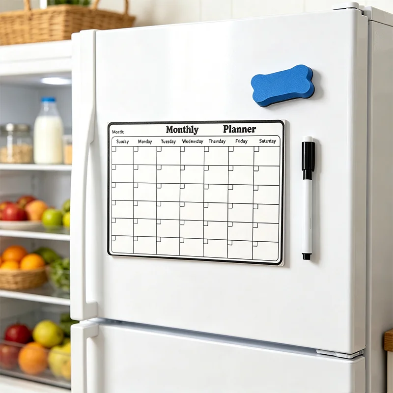 Magnetic Weekly Planner for Fridge, Reusable Dry Erase Board, Floral Refrigerator Calendar Memo Pad