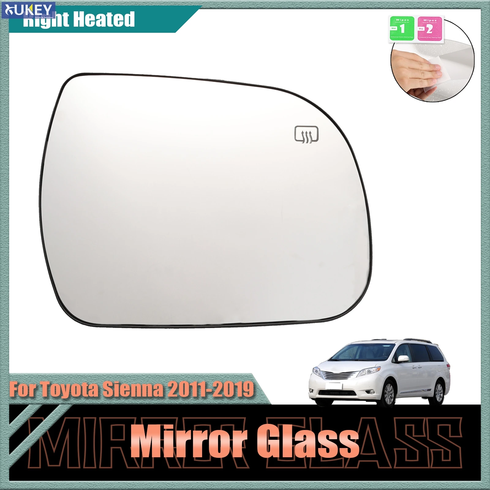 1PC White Mirror Glass For Toyota Sienna Car 2011 - 2019 Right / Left Rearview Heated Function Waterproof Large Vision