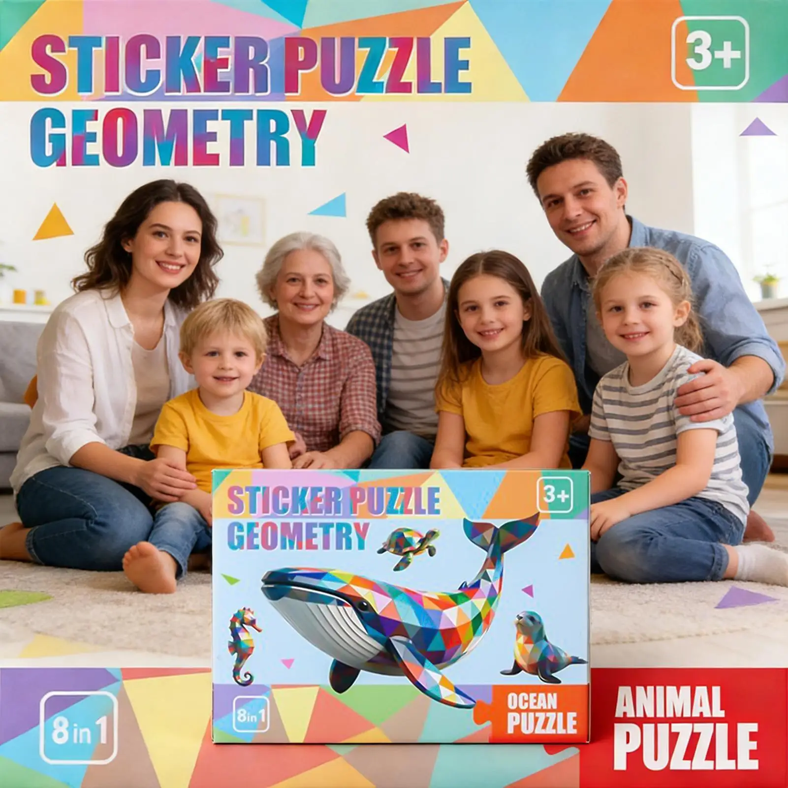 لعبة تلوين تفاعلية للأطفال والكبار بتصميم حيوانات كرتونية وهندسية قابلة لإعادة الاستخدام، مناسبة للعائلة والمدرسة والمنزل والسفر وحفلات أعياد الميلاد