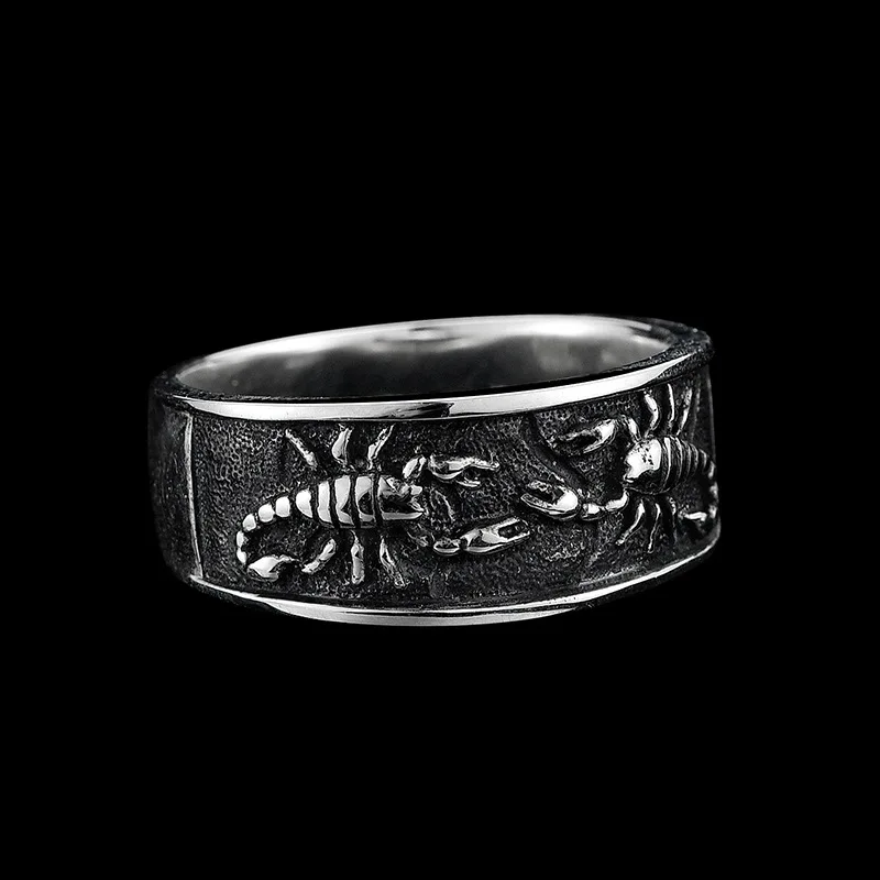 

Chiba Silver Scorpion Ring Men's Retro Trendy Brand Hip Hop Dominance Personality Korean Version Simple Index Finger Ring