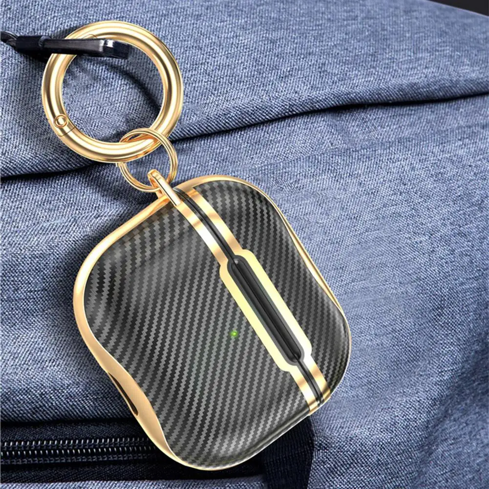 Earphone Protective Case Electroplated Anti fall Carbon Fiber Bluetooth compatible Earbuds Cover With Hook for 3