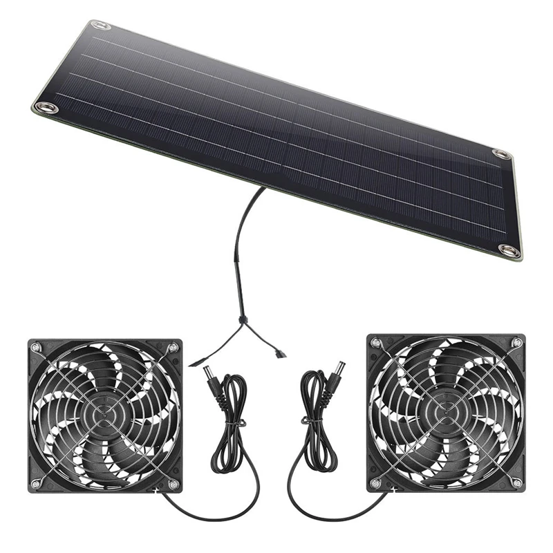 12W DC 18V Solar Panel Fan Kit USB 5V Weatherproof   System For Chicken Coop Greenhouse Shed Pet House Window Exhaust