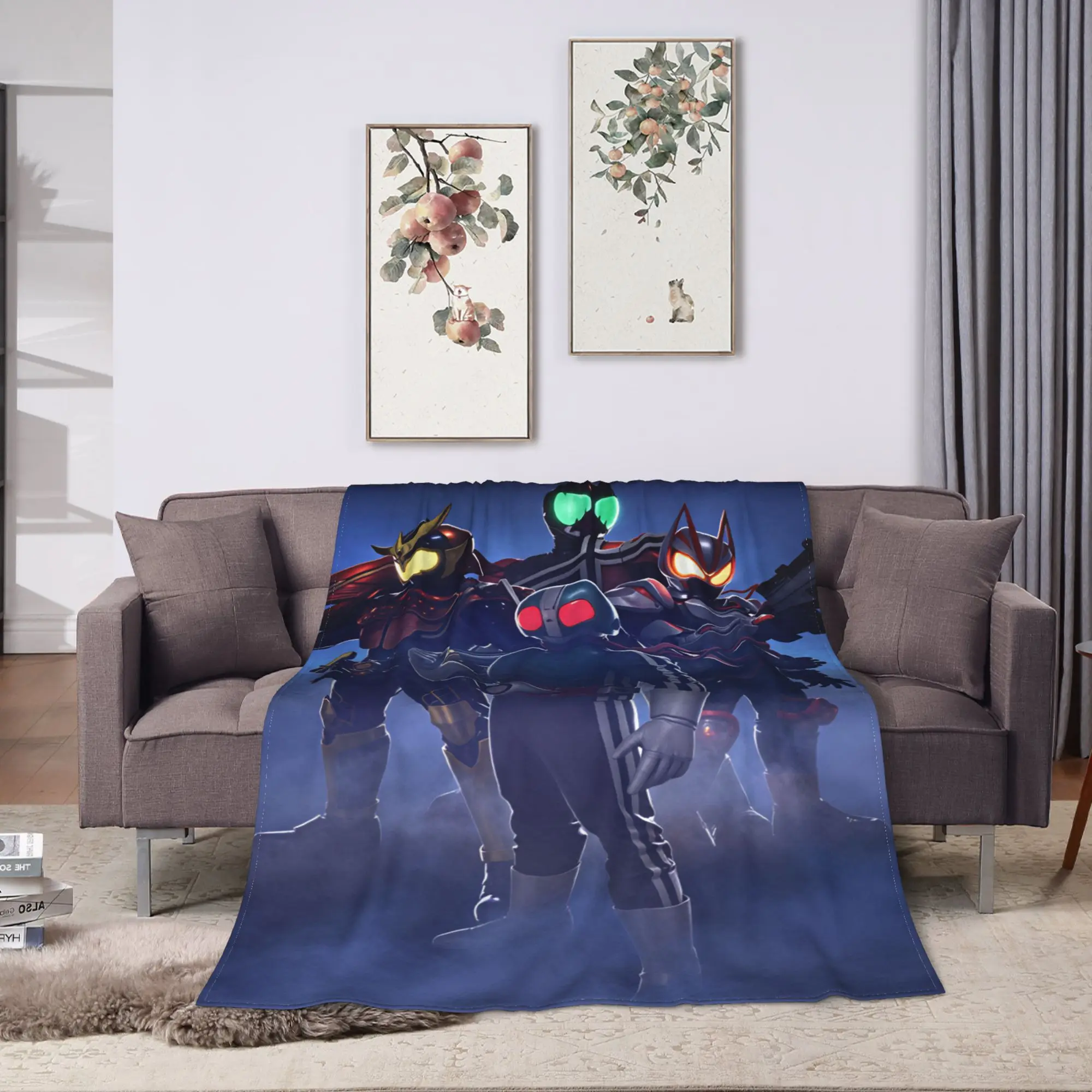 Kamen Riders Warm Soft Blanket  Students Plush Throw Blanket Funny Living Room Flannel Bedspread Sofa Bed Cover