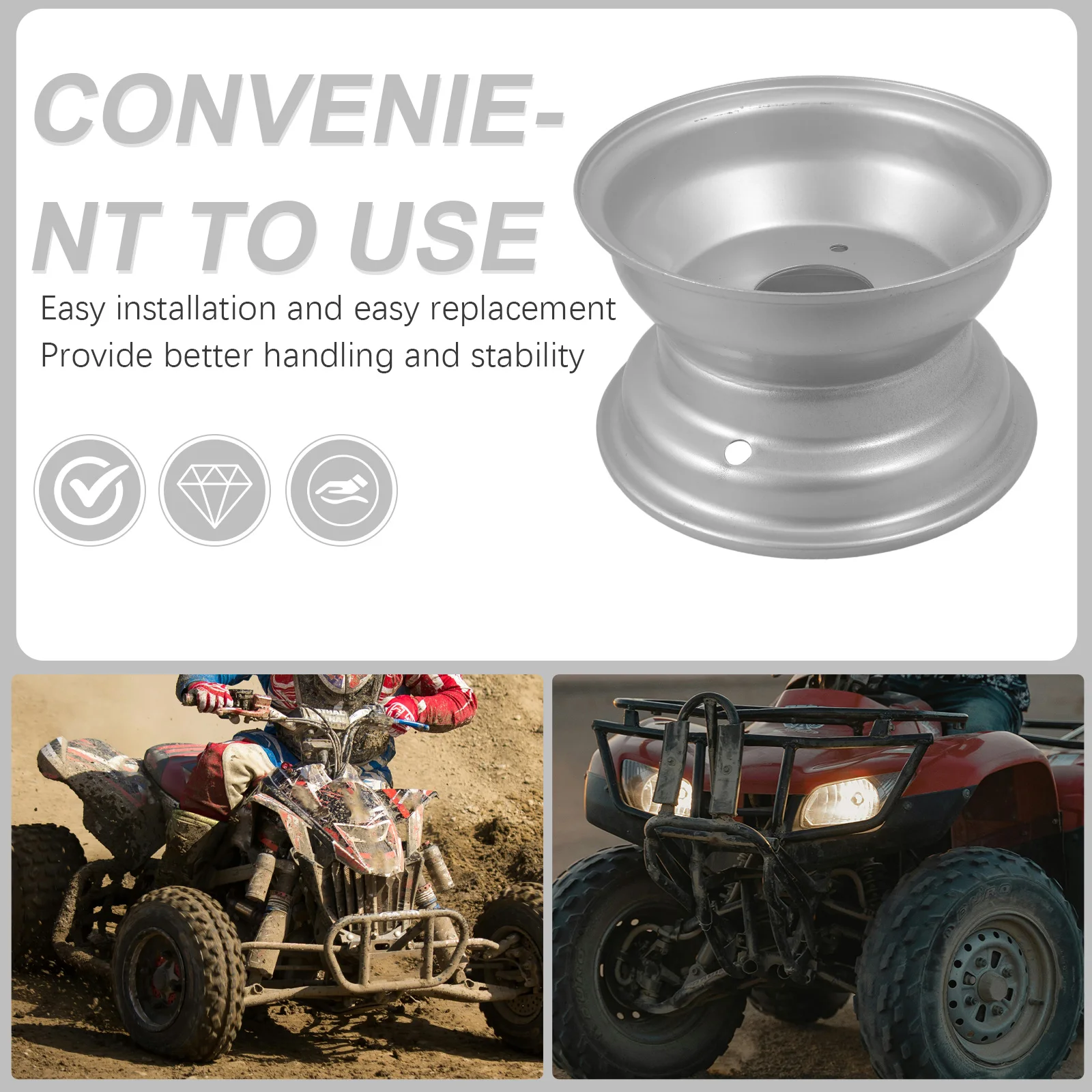 

Four Hub Holes 16x8-7 Inch Steel Atv Atv Wheel Hub Rim Wheel Rim Go Kart Replacement Parts Durability Stability