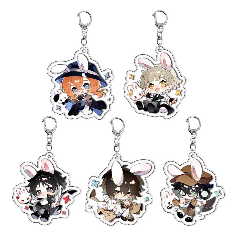 

Hot Bungo Stray Dogs Cute Anime Keychain for Nakahara Chuya Nakajima Atsushi Ryunosuke Akutagawa Dazai Osamu Edogawa Rampo