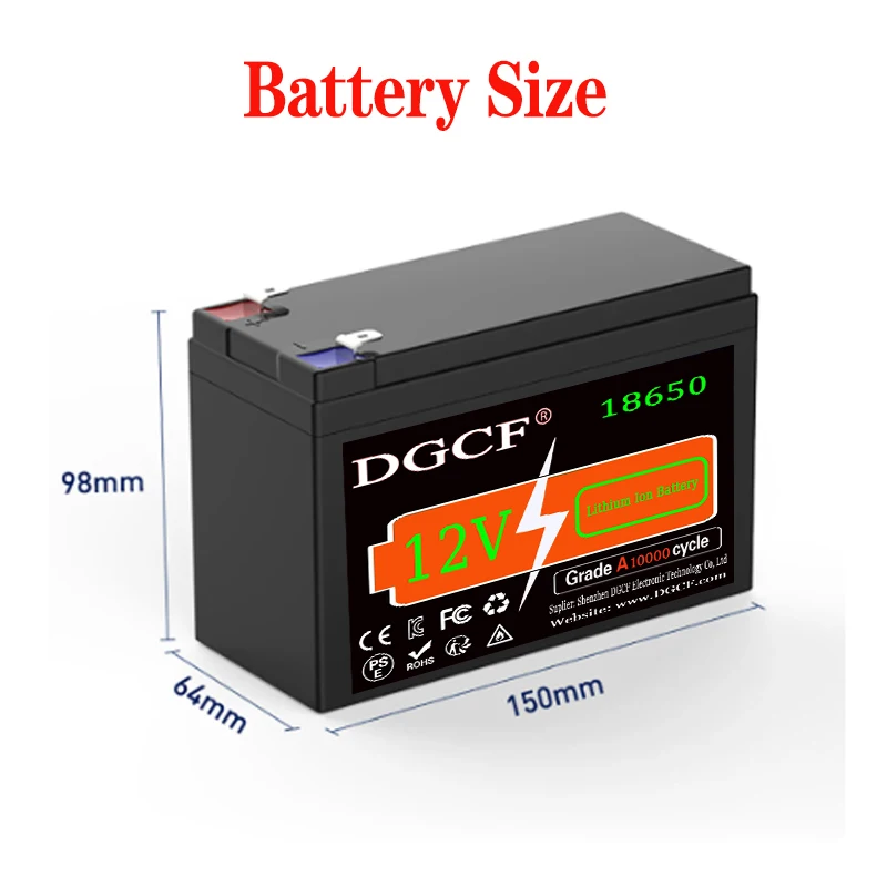 

NEW 12V 18650 lithium battery pack 3S6P built-in high current 30A BMS for sprayers electric vehicle batterie+12.6V charger