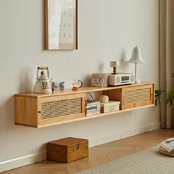 Massivholz hängenden TV-Schrank Wand Schlafzimmer Wohnzimmer Hintergrund Wand kleine Wohnung Log Rattan hängenden TV-Schrank