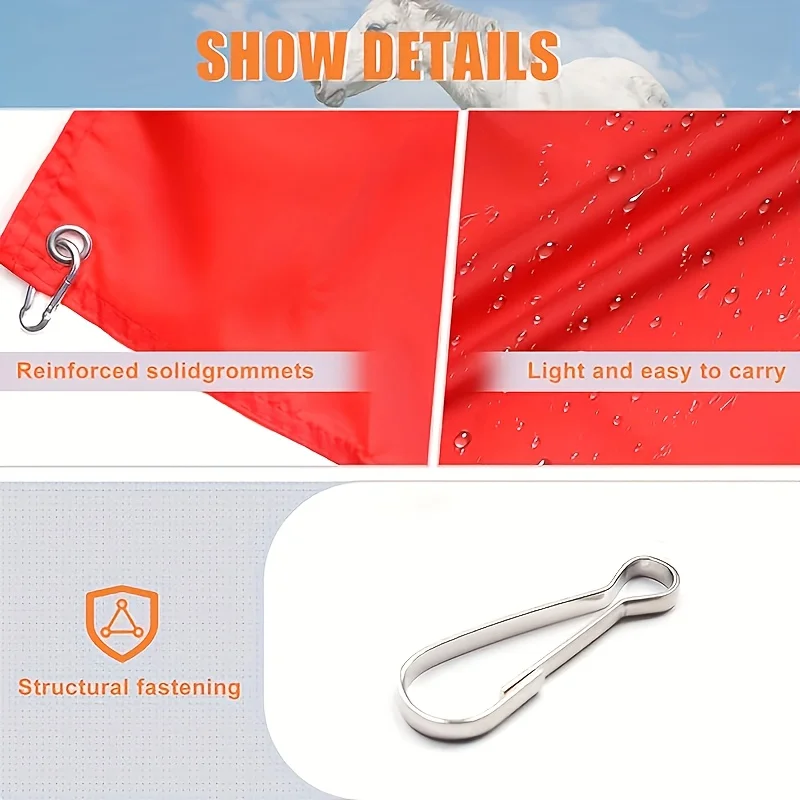 قطعة واحدة من نظام تدريب الحصان القابل للسحب، مع عمود تلسكوبي وخطاف - علم أحمر/أبيض عالي التحمل، آلية سريعة التحرير مناسبة للقفز والعرض المتقاطع - مناسبة لسهولة التركيب - معدني قوي مع خطافًا للفروسية وإكسسوارات الفروسية