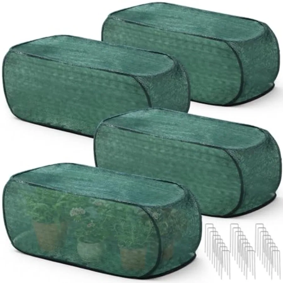 

Pack Pop up Garden Plant Shade Tent 80% UV Resistant Plant Shade Net Foldable Crop Cage Cloth with Stakes for Outdoor Vegetable
