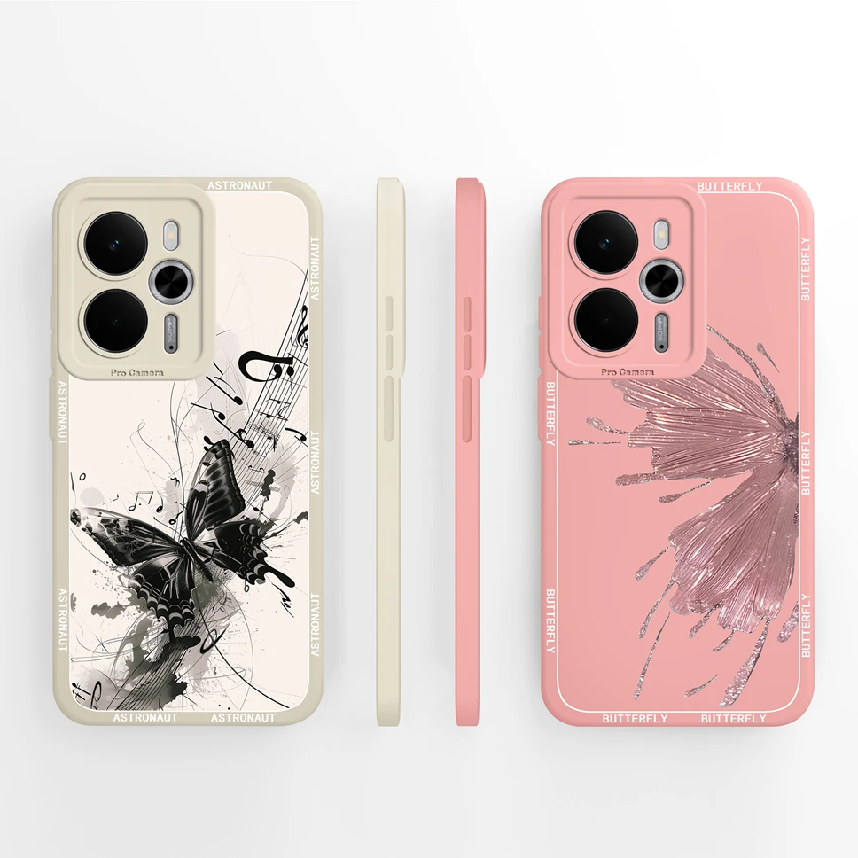 Funda para Realme 14 T 5G diseño de mariposa carcasa de teléfono protección de cámara Funda trasera de silicona líquida suave para Realme14T Funda Capa