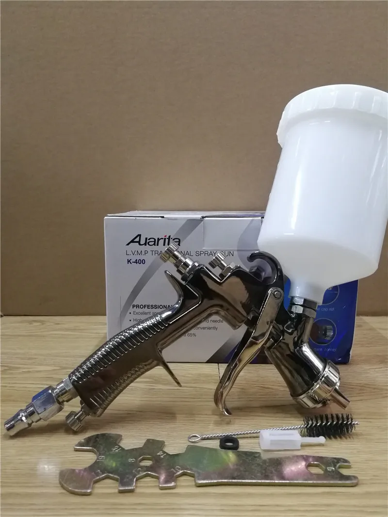 Auarita K-400 نوع تغذية الجاذبية رذاذ طلاء ذو حجم منخفض ومتوسط الضغط g u n 1.4 مم فوهة 600 مل كوب LVMP #5