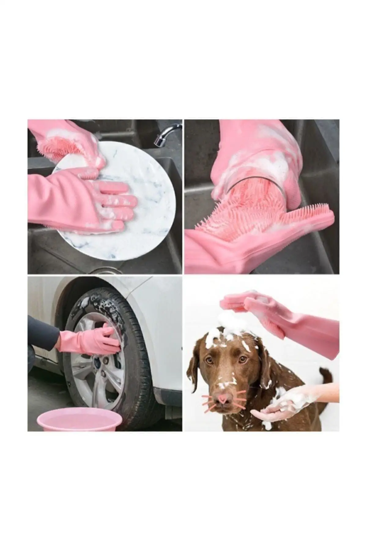 Dishwashing Gloves Kitchen Bathroom Cleaning Brush Auto Home Işkarışı Color