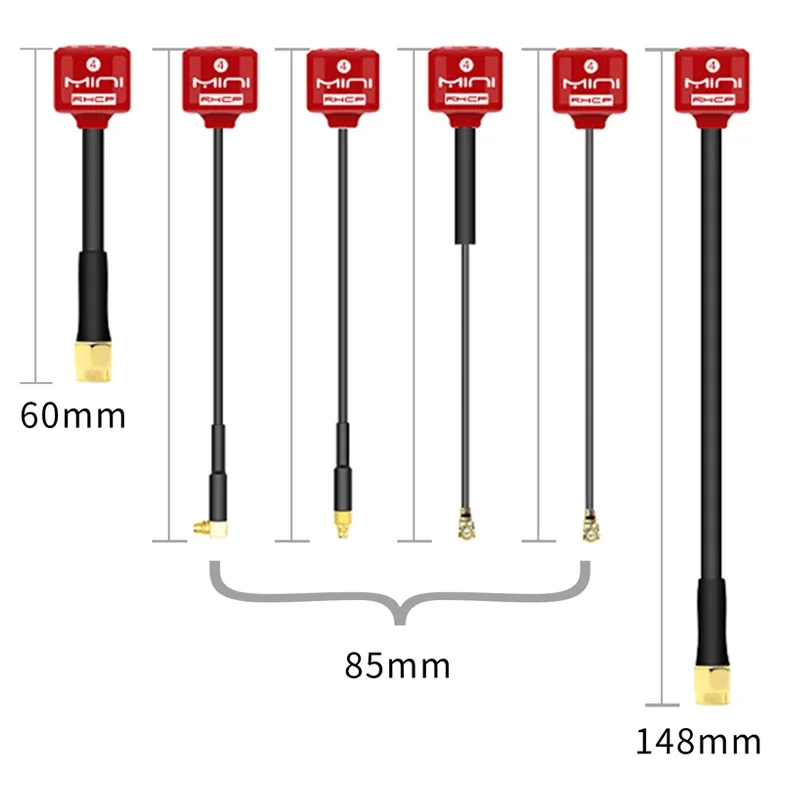 Antena de drone de corrida FPV 5,8 GHz RHCP 2.8dbi - estilo pirulito para transmissão de vídeo clara (SMA/RP-SMA/MMCX/UFL)