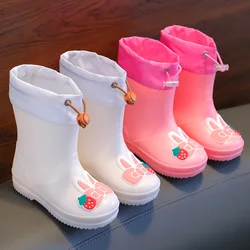 Stivali da pioggia per bambini scarpe in gomma da coniglio simpatico cartone animato stivali da ragazza antiscivolo impermeabili scarpe da acqua in PVC per bambini quattro stagioni