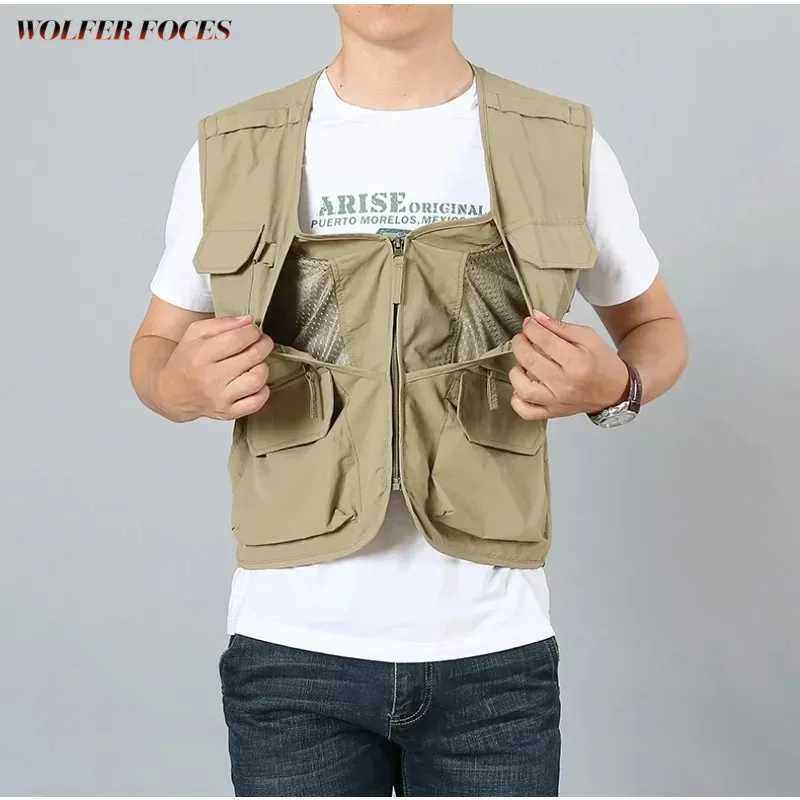 Padded Multi-pocket Man Vest Work Camping Men Sleeveless Tactical Jacket Lightweight Mountaineering Casual Large Size Men's Mens