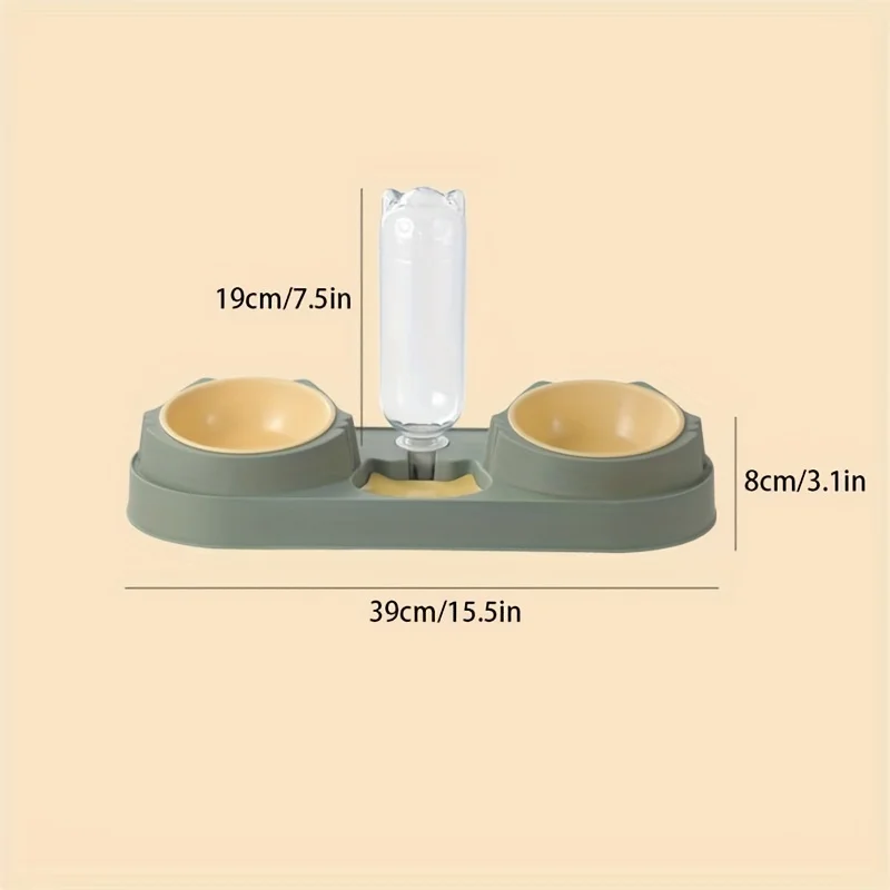 Cat Bowl With Automatic Water Food Bowl Anti Slip Anti Spill Neck Protective Pet Dish Set For Cats Dual BowlsFor Food & Water