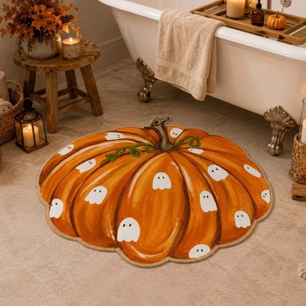 Durable Faux Cashmere Halloween Floor Mat Soft Skin-Friendly Entryway Rug Decorative Non-Slip Entrance Door Mat Kitchen