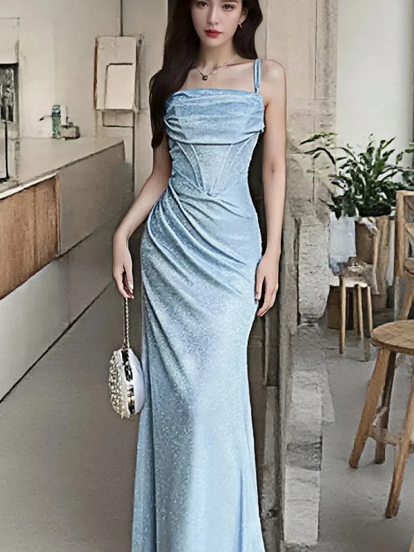 Sexy One-oulder Strap Evening Gown Summer New K-Song Foot Bath Techans Work orm Slimming Split Long Skirt