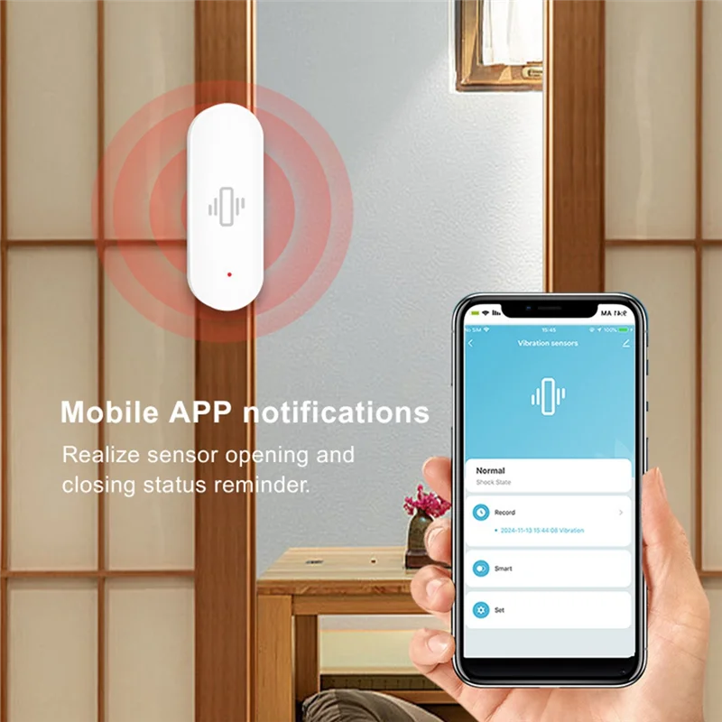 

Подходит Tuya Wi-Fi умный датчик вибрации обнаружение движения удаленный монитор в реальном времени сигнализация для домашних оконных ящиков