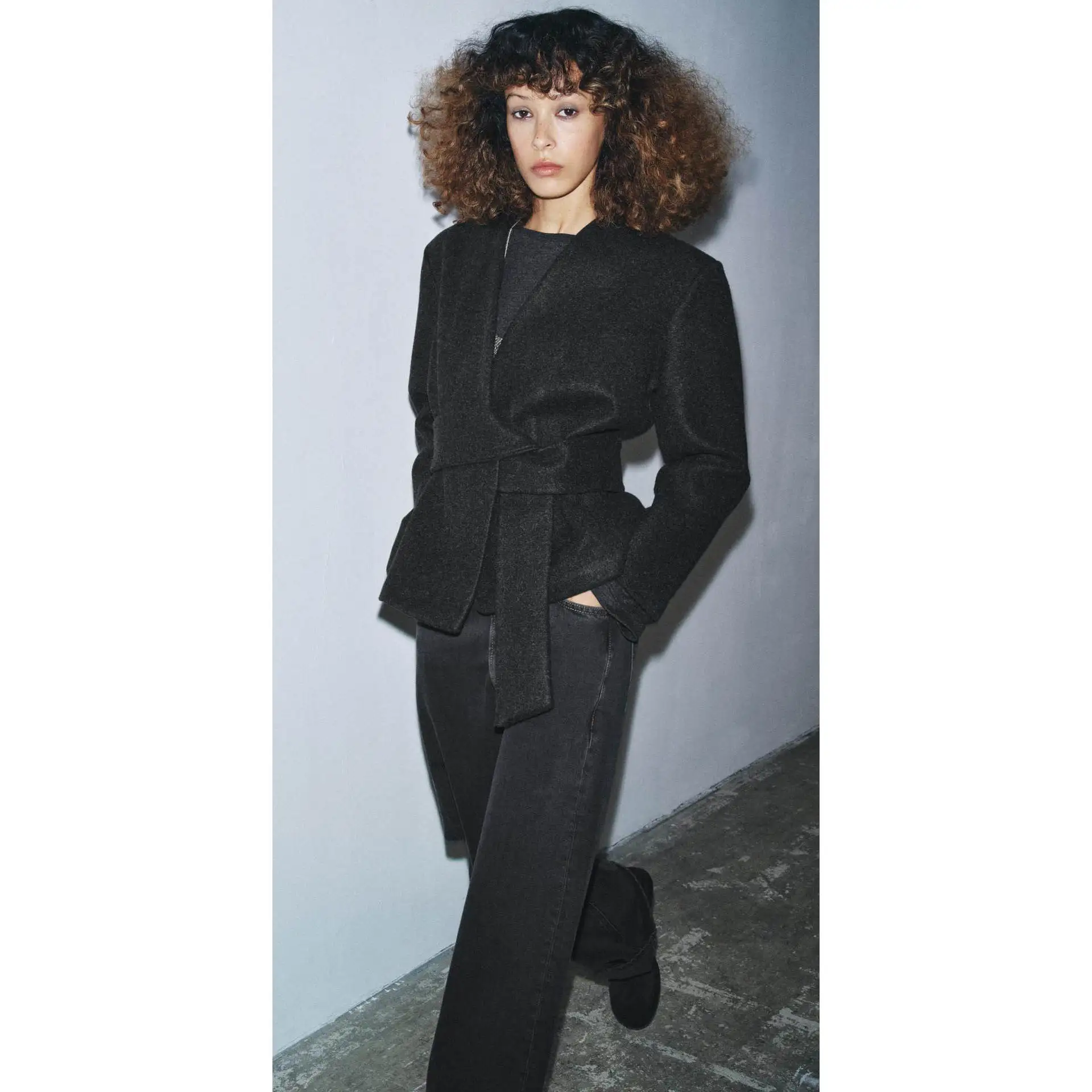 Faionable Soft Capispalla Cappotto da donna Autunno Inverno Nuovo arrivo Con cintura Versatile ZA Sle Pendolarismo Fibra di poliestere 00%