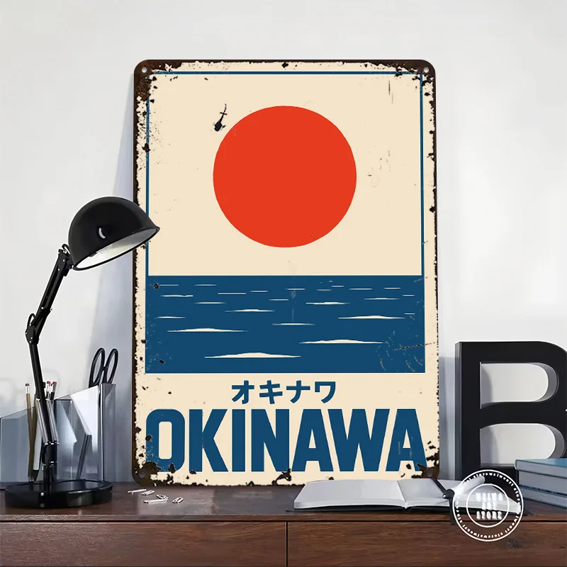 Okinawa Japan Travel Desk Decor Room Bedroom Decoration Gaming Vintage Metal Plate Decorations for Home Wall Art Ornaments House