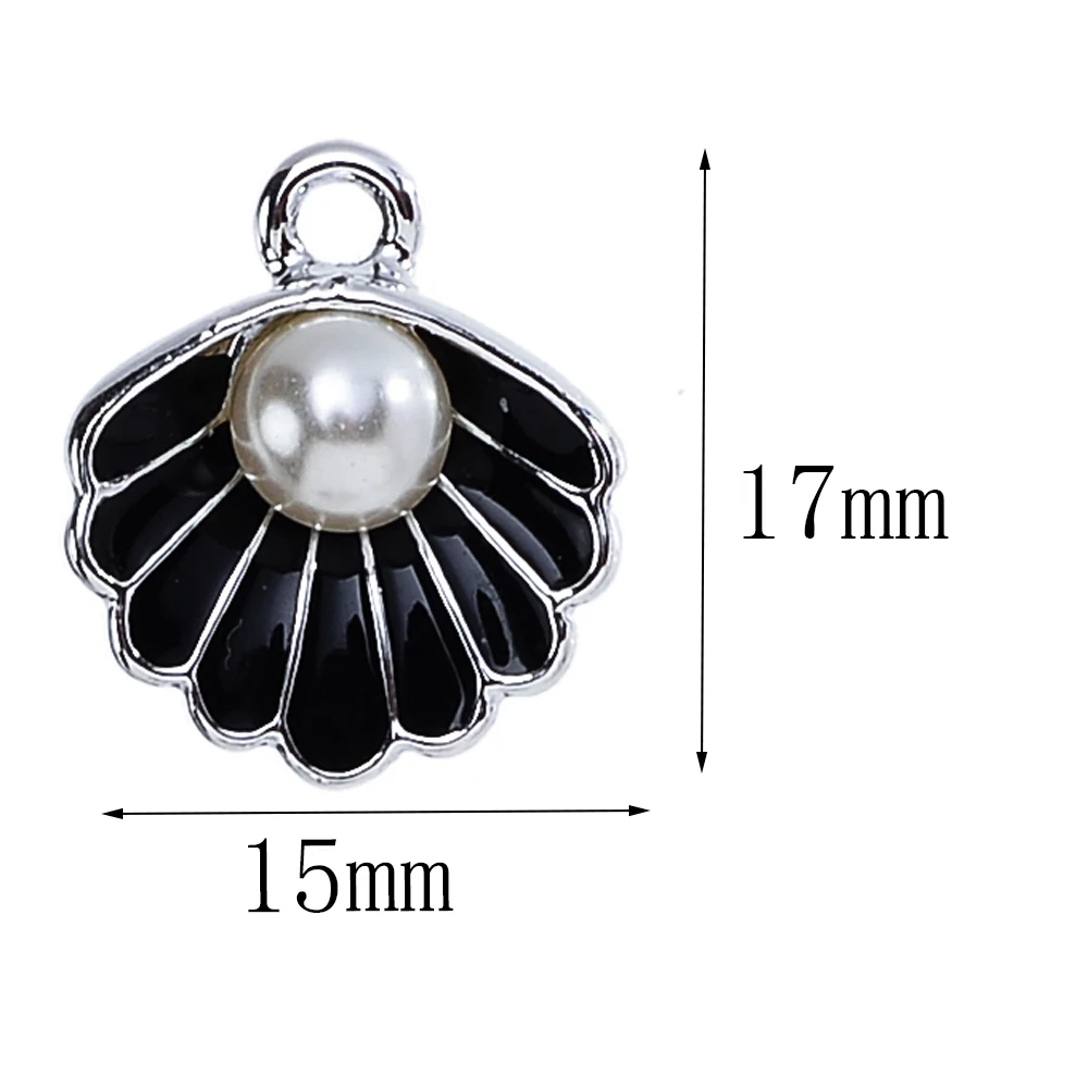 20Pcs Beaded Pearl Shell Charm Suitable for Necklace Earring Making Oil Dripping Enamel Beach Pendant DIY Sweet Jewelry Accessoy