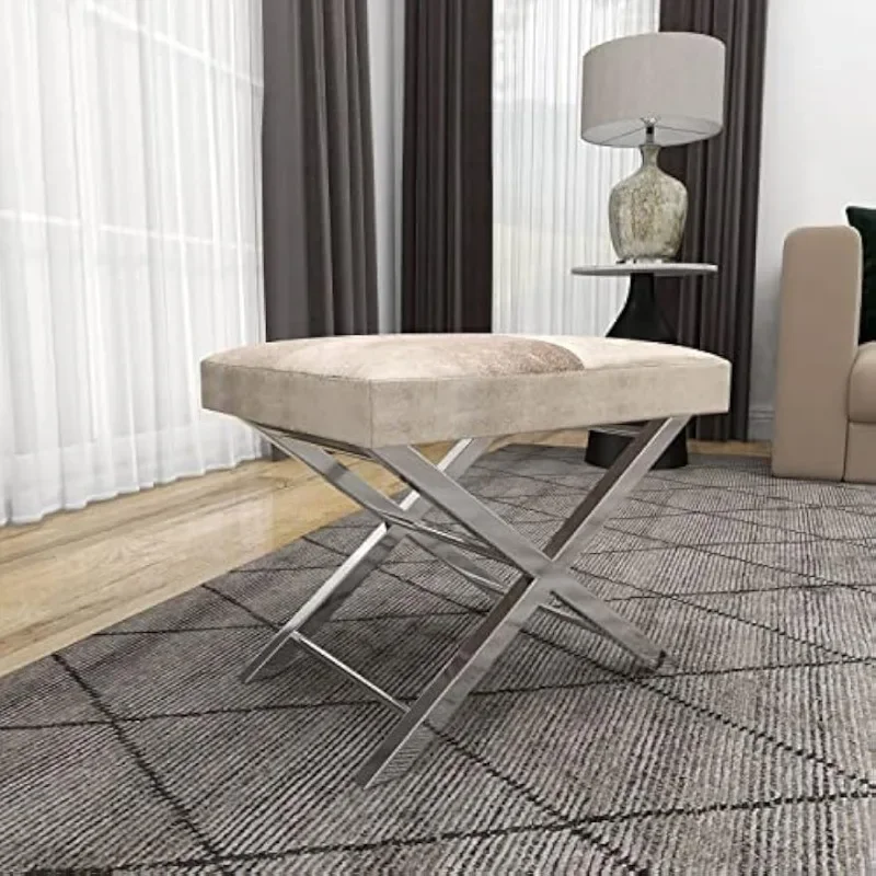 Zeitgenössischer Edelstahl hocker, grau