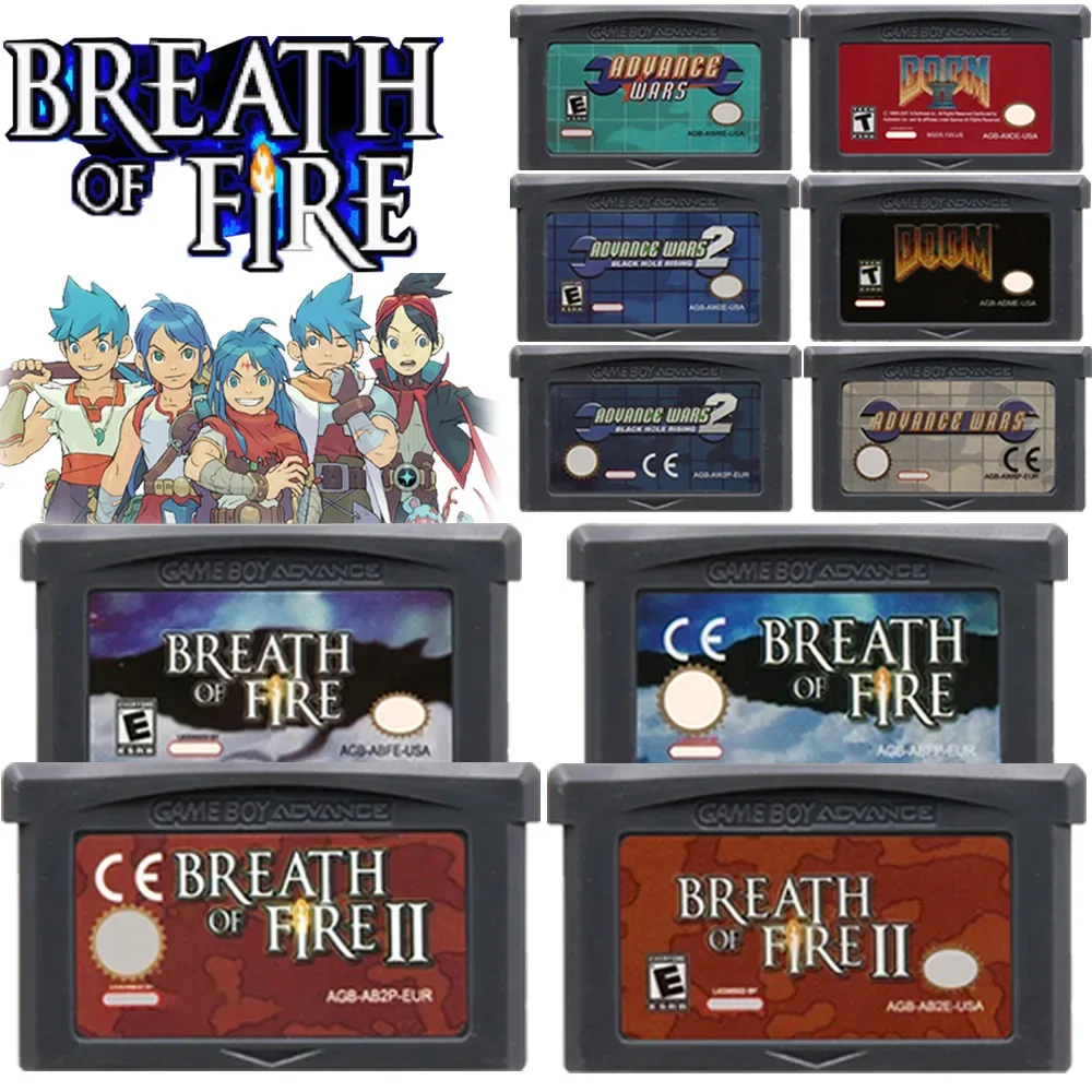 GBA Game Cartridge Advance Wars/Breath of Fire/kirby/Super Street Fighter Series 32 Bit Video Game Console Card for GBA SP NDS