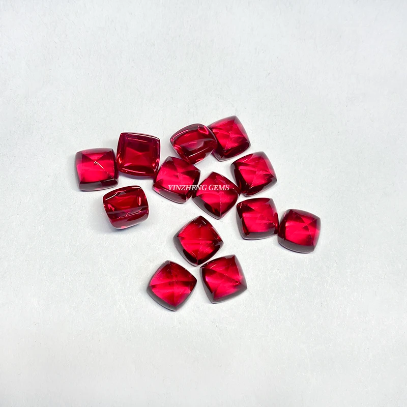 High quality Lab grown diamond Sugar-loaf Cut shape Ruby Red color loose gemstones for earrings Jewelry making material