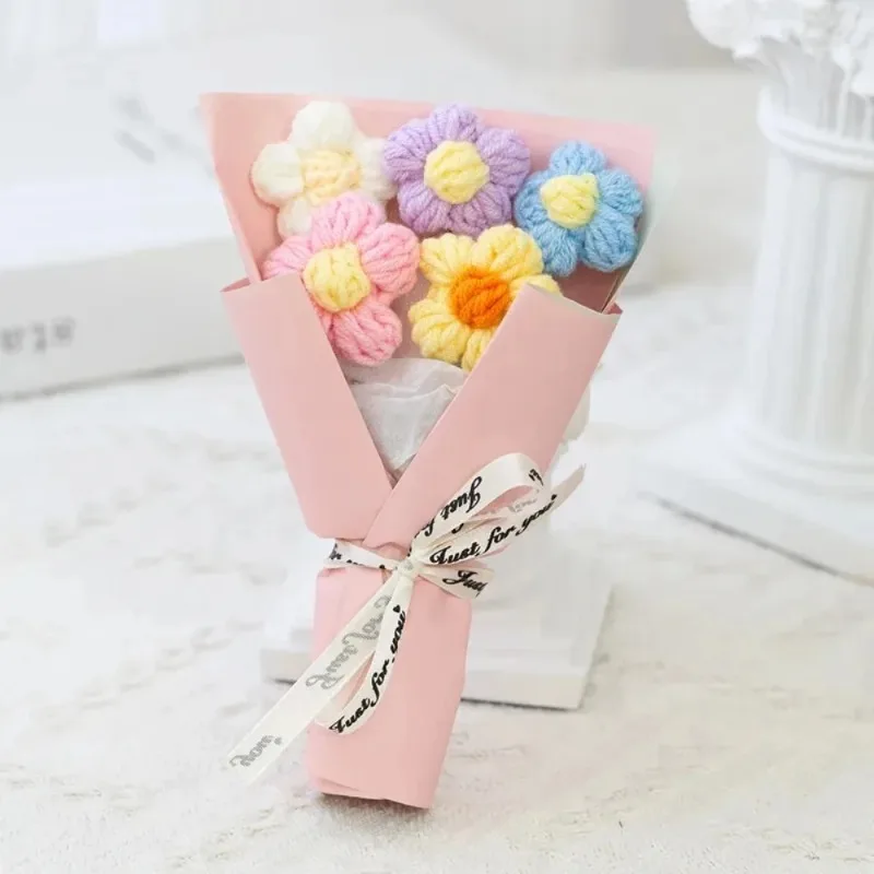 Creative Mini Knitted Flower Bouquet, Weave Flower Bouquet, Floral Decoration, Simulated bouquet
