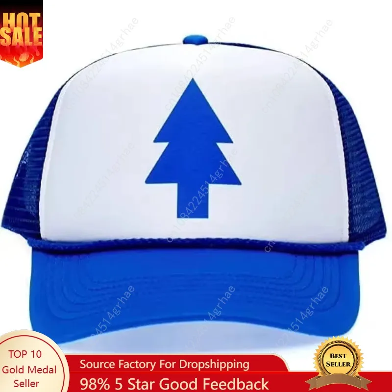 

New Unisex Curved Blue Pine Tree Dipper Gravity Falls Cartoon Mesh Hat Cap Trucker Baseball Hat