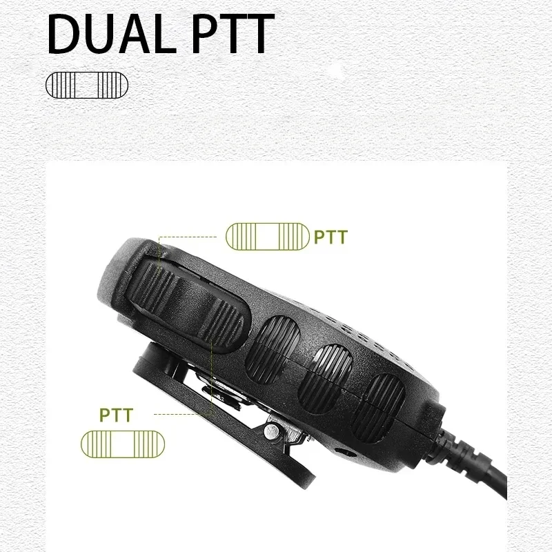 Baofeng Mikrofon UV-82 Dual PTT Speaker Bahu Mic Tangen Headset untuk DM-1701 UVK5 UVK6 UV17 Pro UV5RH UV-18i Walkie Talkie