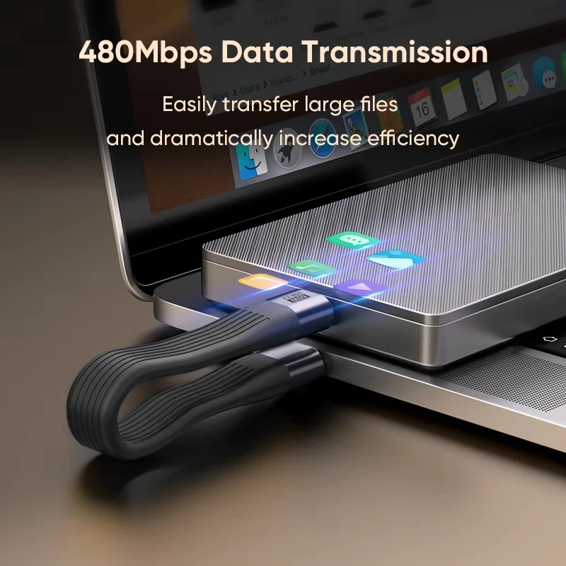 NNBILI PD 60W USB 2.0 Keychain Short USB Type C To USB C Cable For IPhone18 Samsung S26 Fast Charging Type C Data Transfer Cable