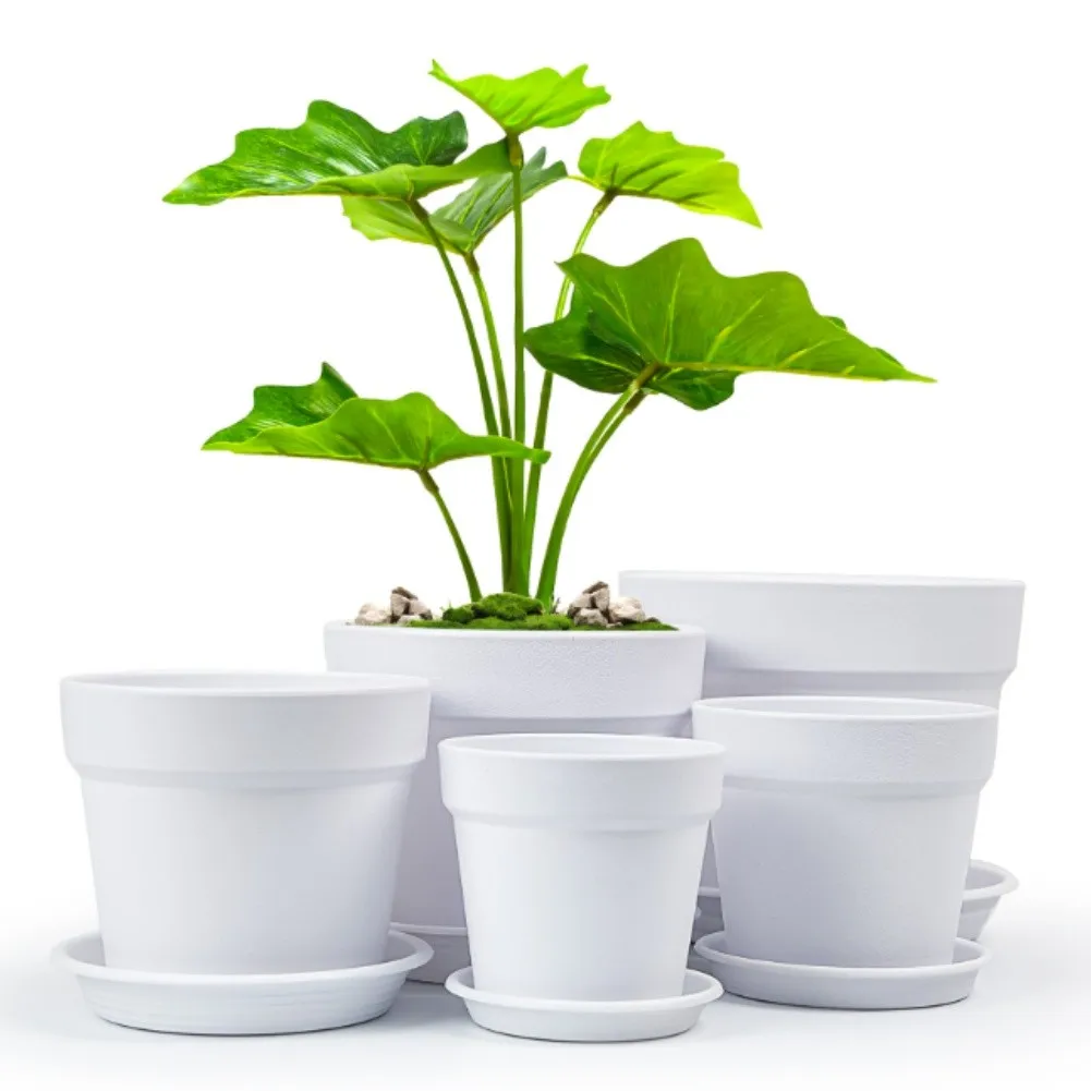 Indoor Flower Pot Bundle 5 Count with Dual-Use Design Suitable for Succulents Herbs and For Desktop Garden Setup