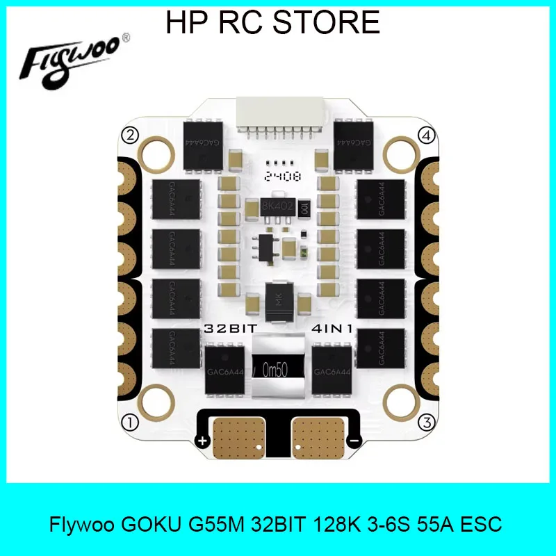 

Flywoo GOKU G55M 30.5x30.5 ESC - 3-6S 55A, 32-bit 128K Flash, AM32 for FPV DIY