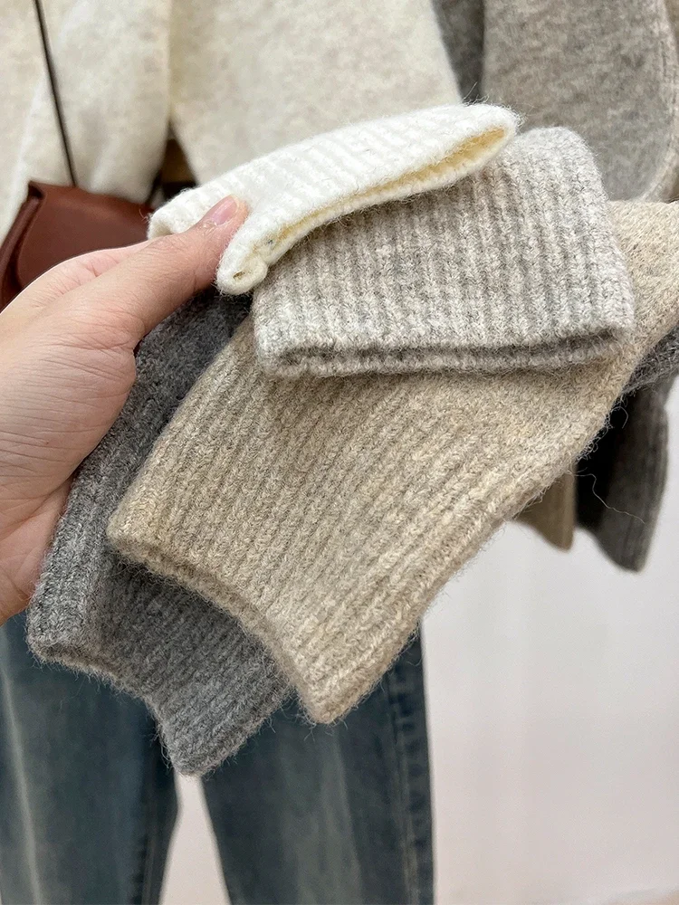 Вязаный свитер с квадратным воротником, женские топы, осень-зима 2022, корейские однотонные модные повседневные длинные пуловеры све, женская одежда