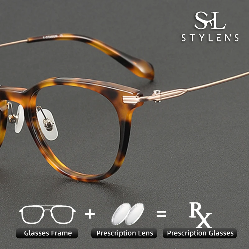 

STYLENS новые листы ручной работы из чистого титана, оптические очки по рецепту для мужчин и женщин, ретро анти-синий свет, прогрессивные очки 90002