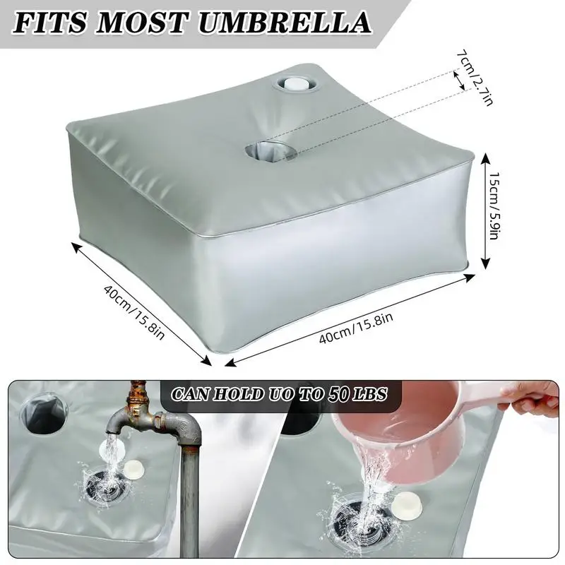 Umbrella Base Weight Water Bag,Beach Parasol Umbrella Stand Base 24L Capacity Thickened Design Silver Umbrella Stand Cantilever