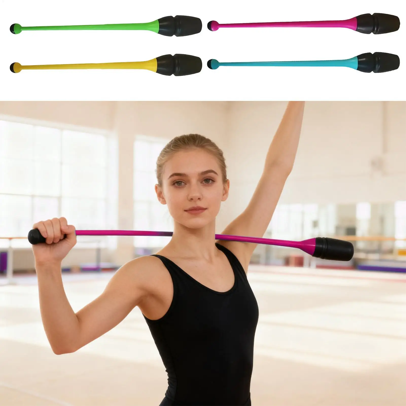 Rhythmic Gymnastics Stick Rubber Professional Non-Slip Rhythmic Gymnastics Practice Stick for Beginners Students Gymnasts Girls
