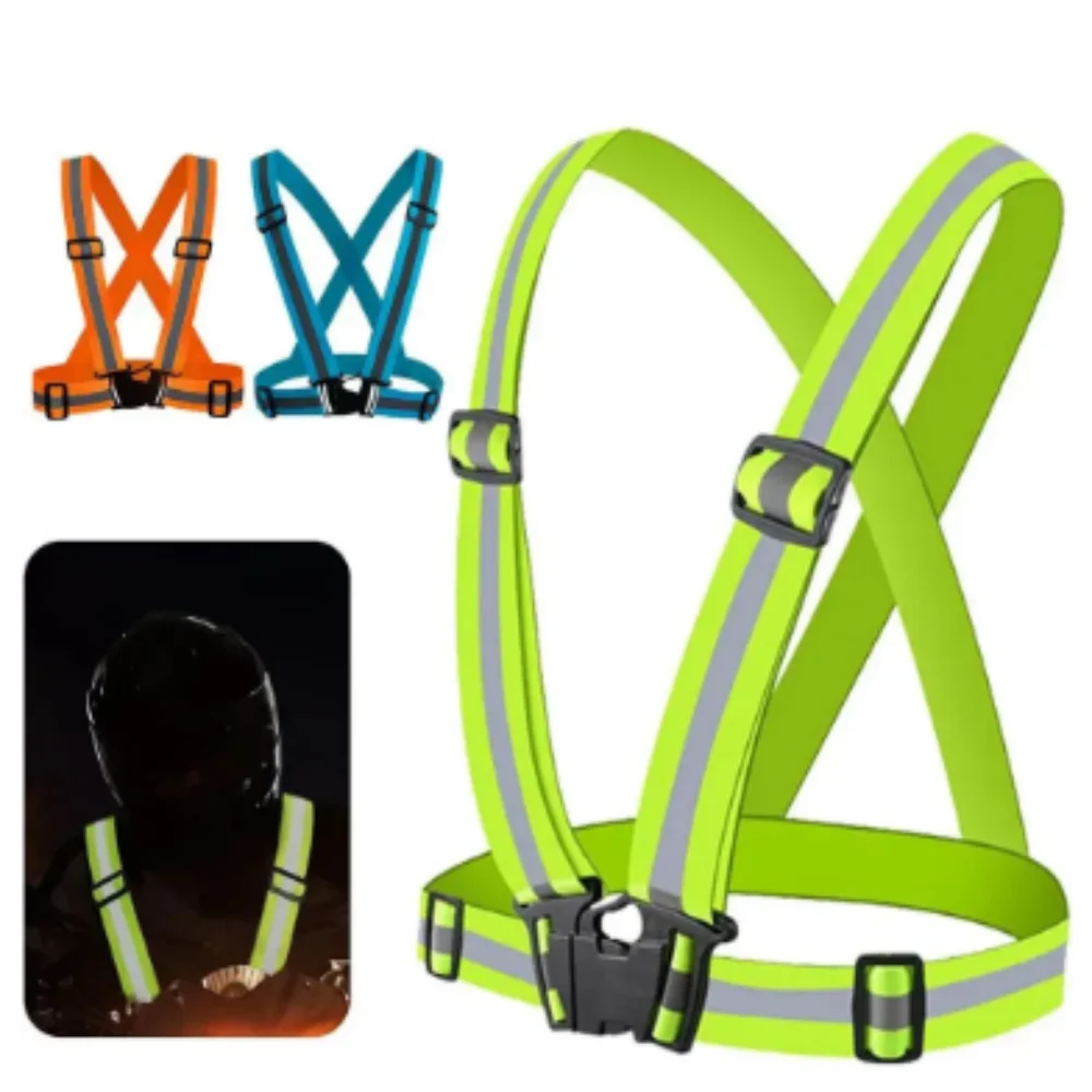 Reflective Safety Vests Lightweight Adjustable Elastic Vest Jacket Hi Vis Reflective Strips for Traffic Control Running Cycling