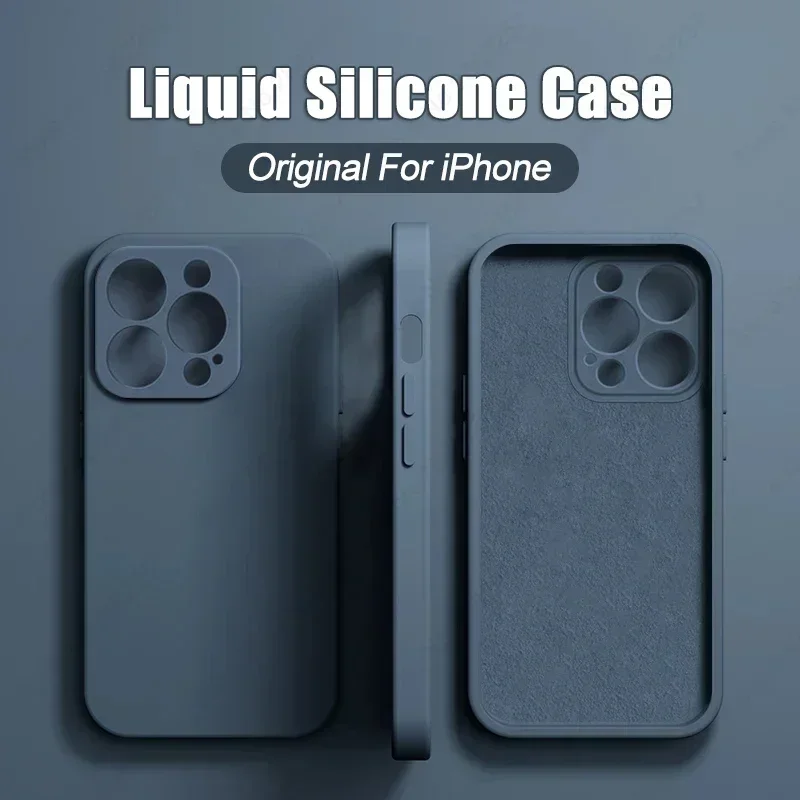 

Luxury Original Liquid Silicone Case For iPhone 15 14 13 12 11 Pro Max Plus Soft Cases Shockproof Bumper Cover Phone Accessories