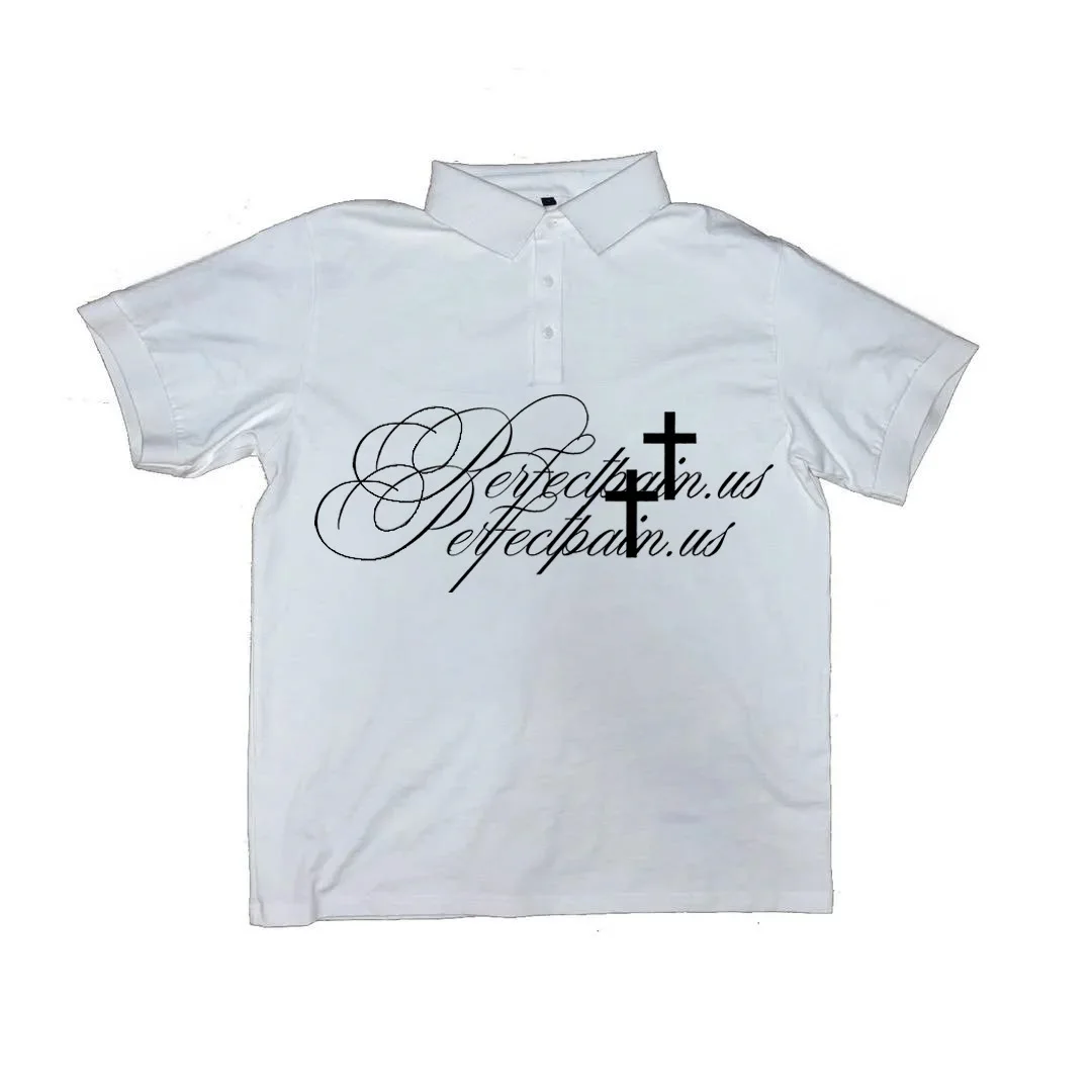 

Y2K American Retro White Letter Printing Loose Short Sleeve Streetwear Summer Hip-Hop Fashion Men And Women Casual Polo T-Shirts