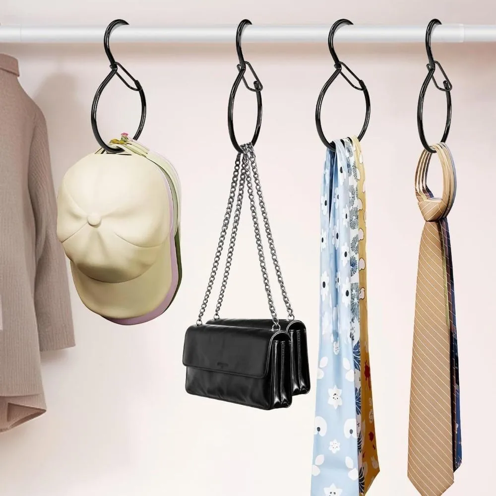 Windproof Heavy Duty Belt Hanger Wall Mounted Belt Hanger Belt Hook Rust-Proof S Shaped Hook Space Saver Wardrobe